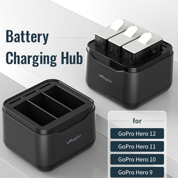 AMagisn Battery Charger Charging Seat For GoPro HERO12 Black /11 Black /10 Black /9 Black