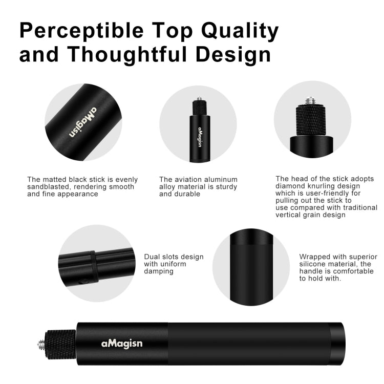 aMagisn 70cm Invisible Straight Pull Selfie Stick Sports Camera Accessories, Specification: Single Rod