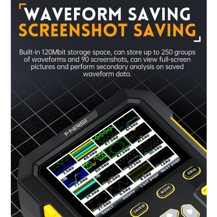 FNIRSI 2 In 1 Small Handheld Fluorescence Digital Dual-Channel Oscilloscope, US Plug(Yellow)