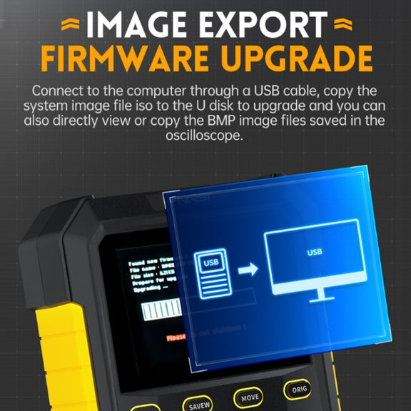 FNIRSI 2 In 1 Small Handheld Fluorescence Digital Dual-Channel Oscilloscope, US Plug(Yellow)
