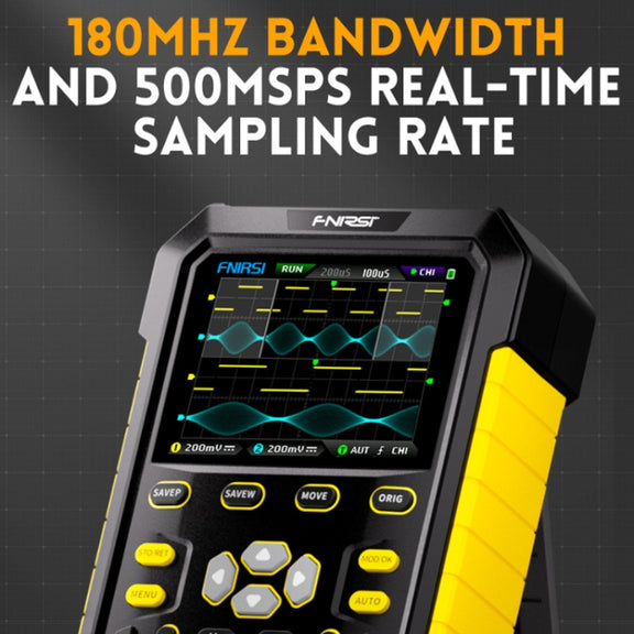 FNIRSI 2 In 1 Small Handheld Fluorescence Digital Dual-Channel Oscilloscope, US Plug(Yellow)