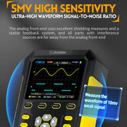 FNIRSI 2 In 1 Small Handheld Fluorescence Digital Dual-Channel Oscilloscope, US Plug(Yellow)