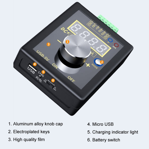 FNIRSI 0-12V/0-4-24mA Handheld Positive Negative Voltage Current Signal Generator(Without Battery)