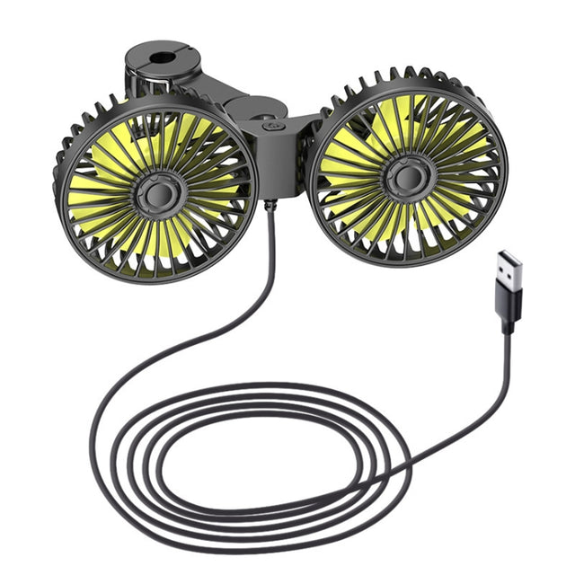 SUITU F4208 Car Cooling Fan Vehicle Rear Seatback USB Dual-Head Electrical Fan(Yellow And Black)