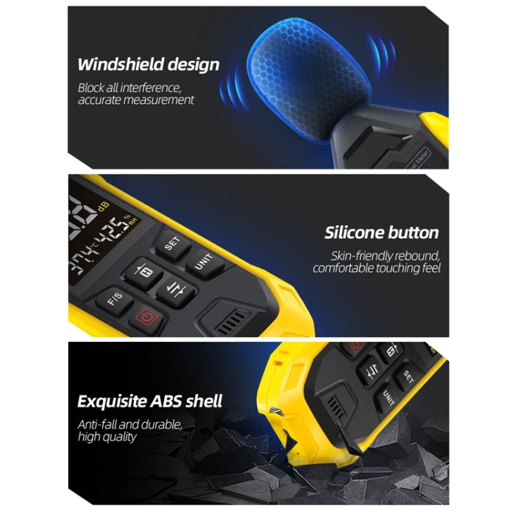 FNIRSI Noise Decibel Meter Home Volume Detector(Yellow)