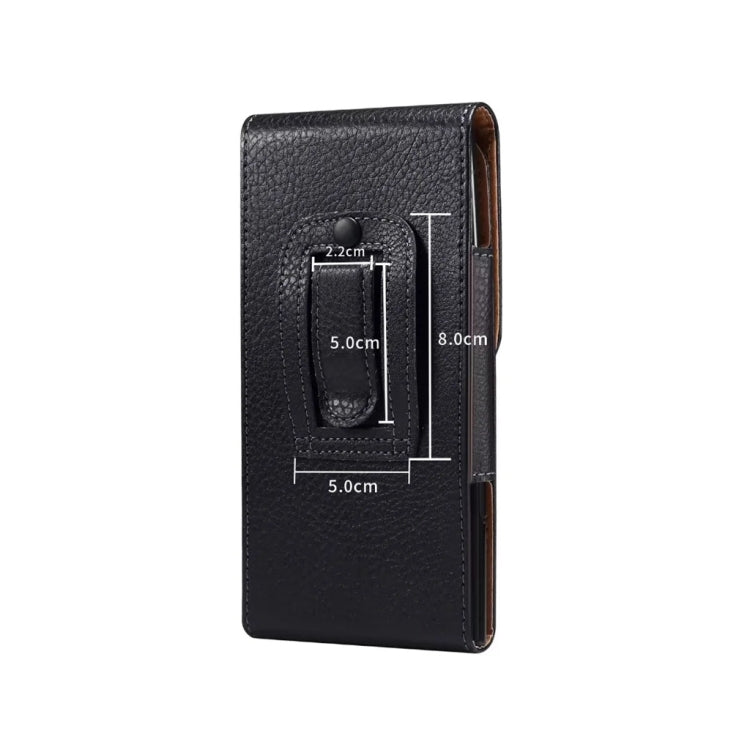 4.7 Inch  Men Vertical Mobile Phone Waist Bag Litchi Pattern Back Clip Buckle Belt Leather Case