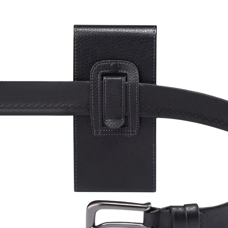 4.7 Inch  Men Vertical Mobile Phone Waist Bag Litchi Pattern Back Clip Buckle Belt Leather Case