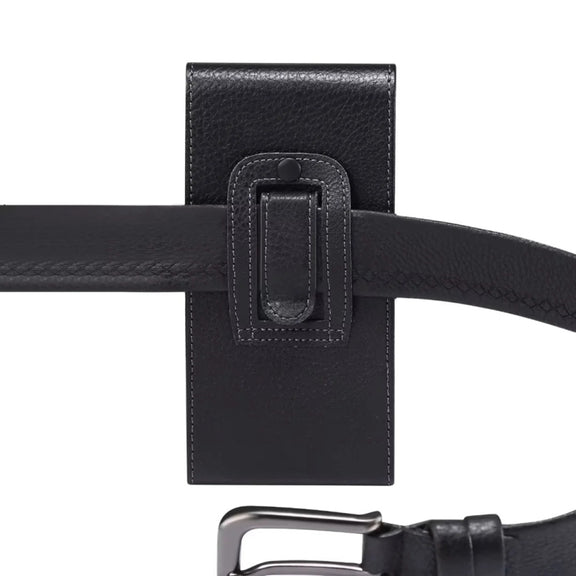 4.7 Inch  Men Vertical Mobile Phone Waist Bag Litchi Pattern Back Clip Buckle Belt Leather Case