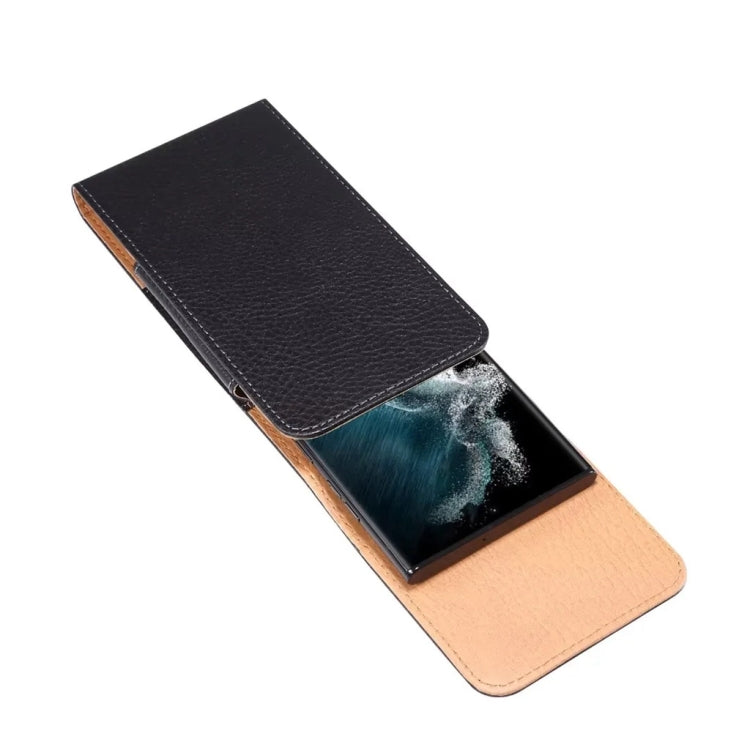 4.7 Inch  Men Vertical Mobile Phone Waist Bag Litchi Pattern Back Clip Buckle Belt Leather Case