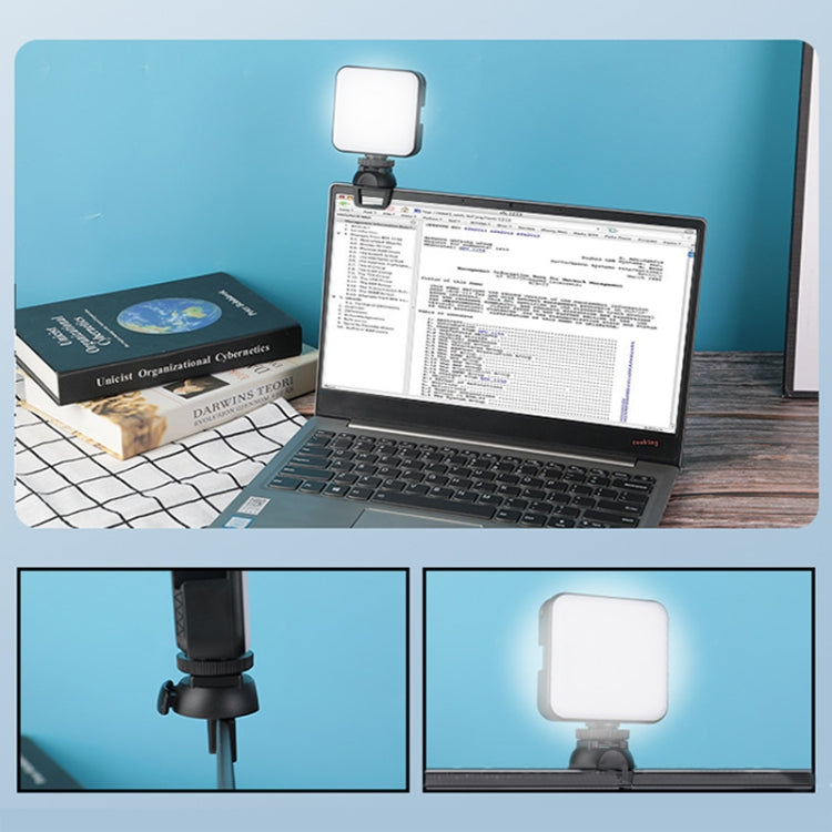 W64 64LEDs Video Conferencing Mobile Laptop Live Fill Light Photography Pocket Lamp, Spec: Clip+Tripod Set