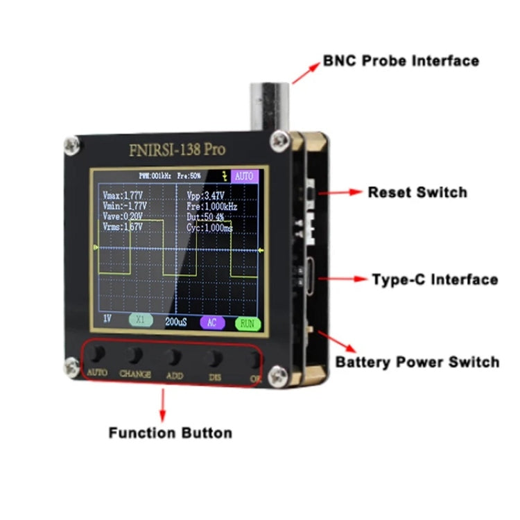 FNIRSI Handheld Small Teaching Maintenance Digital Oscilloscope, Specification: Standard Without Battery