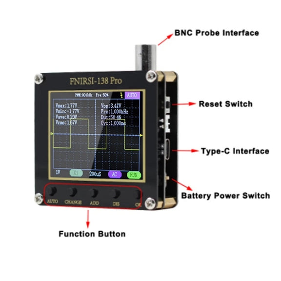 FNIRSI Handheld Small Teaching Maintenance Digital Oscilloscope, Specification: Upgrade Without Battery