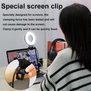 YRing48 4-Inch 48LEDs Laptop Camera Video Conference Live Beauty Ring Fill Light, Spec: Clip Set