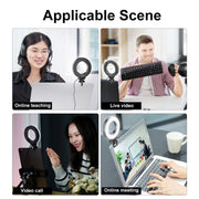 YRing48 4-Inch 48LEDs Laptop Camera Video Conference Live Beauty Ring Fill Light, Spec: Clip Set
