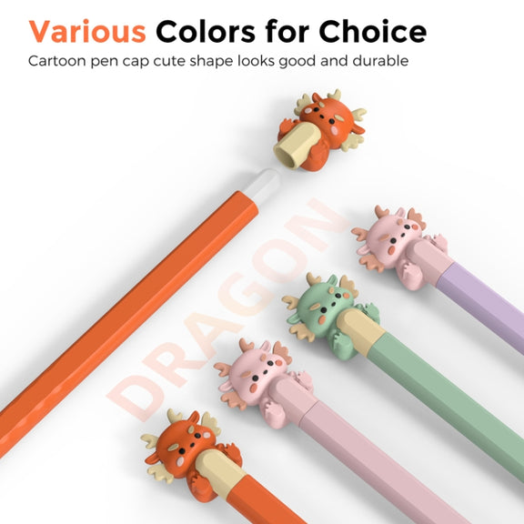 For Apple Pencil 2 AhaStyle Cartoon Dragon Pen Case Capacitive Stylus Silicone Cover(Pink)