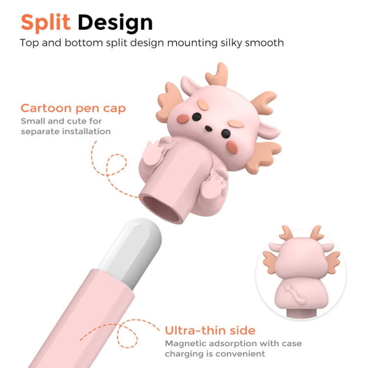 For Apple Pencil 2 AhaStyle Cartoon Dragon Pen Case Capacitive Stylus Silicone Cover(Green)