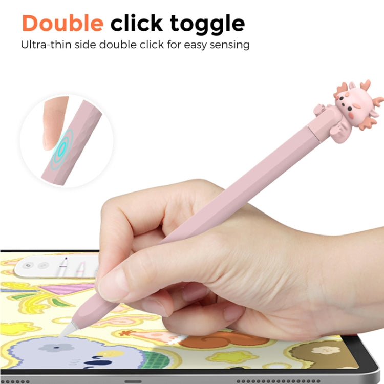 For Apple Pencil 2 AhaStyle Cartoon Dragon Pen Case Capacitive Stylus Silicone Cover(Green)