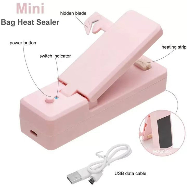 USB Charging Mini Magnetic Sealing Machine Portable Sealing Clip Food Moisture-proof Sealer(White)