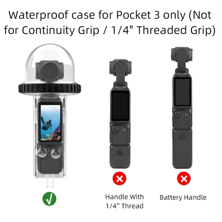 For DJI Osmo Pocket 3 BRDRC 40m Depth Water-resistant Case Diving Housing Cover(Black Handle)