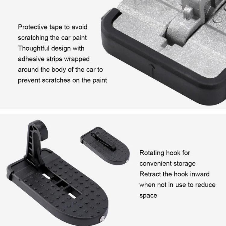 Car Hook Door Foldable Foot Pedal with Safety Hammer(Black)