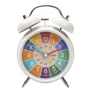 4 inch Early Learning Dual Ring Round Alarm Clock Student Bedside Metal Alarm Bell(White)