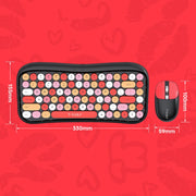 T-WOLF TF660 2.4G+5.0 Bluetooth Dual-Mode Retro Wireless Keyboard And Mouse Set(Black Red)