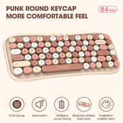 T-WOLF TF660 2.4G+5.0 Bluetooth Dual-Mode Retro Wireless Keyboard And Mouse Set(Black Red)