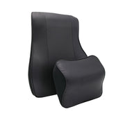 Leather Memory Foam All Season Car Seat Neck Support Cushion Headrest+Waist Pad(Black)