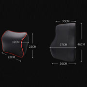 Leather Memory Foam All Season Car Seat Neck Support Cushion Headrest+Waist Pad(Brown)