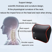 Leather Memory Foam All Season Car Seat Neck Support Cushion Headrest+Waist Pad(Black Red)