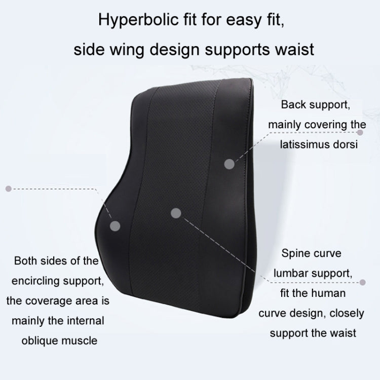 Leather Memory Foam All Season Car Seat Neck Support Cushion Headrest+Waist Pad(Black)