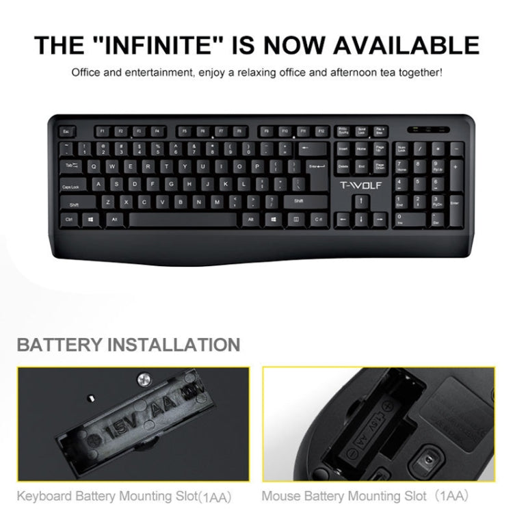 T-WOLF TF-100 2.4G Bluetooth Laptop Office Wireless Keyboard and Mouse Set(Set)