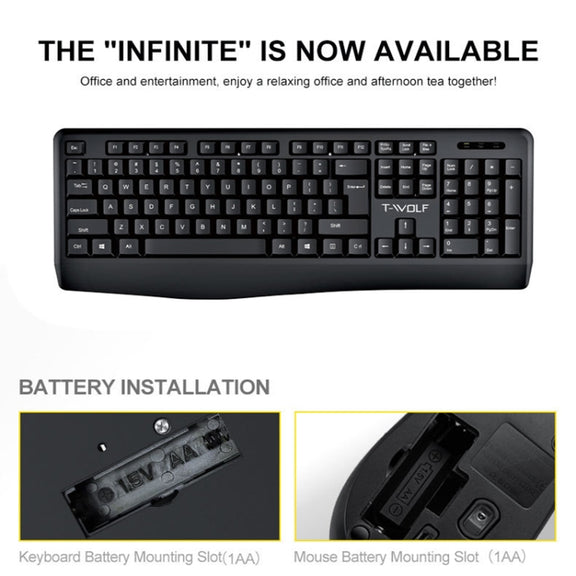 T-WOLF TF-100 2.4G Bluetooth Laptop Office Wireless Keyboard and Mouse Set(Set)