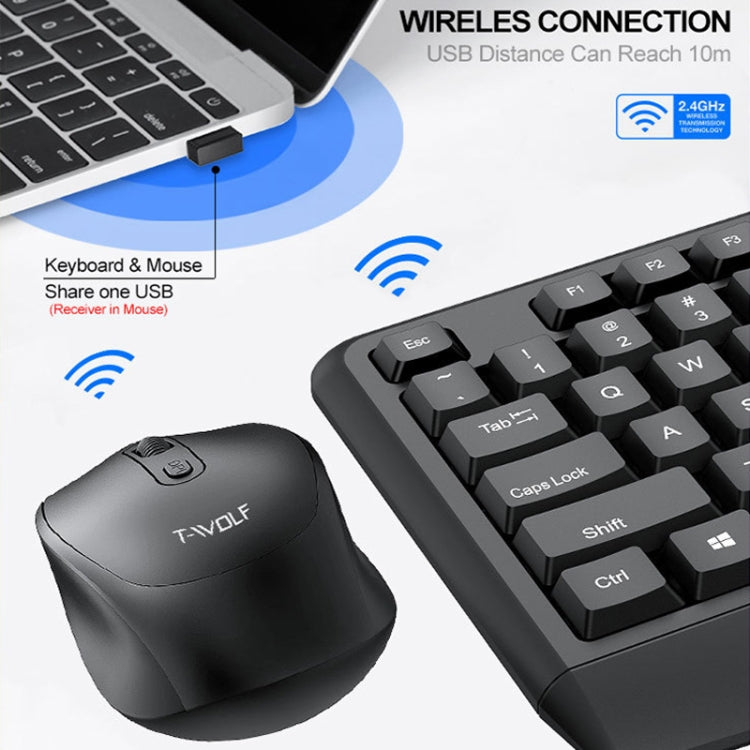 T-WOLF TF-100 2.4G Bluetooth Laptop Office Wireless Keyboard and Mouse Set(Set)