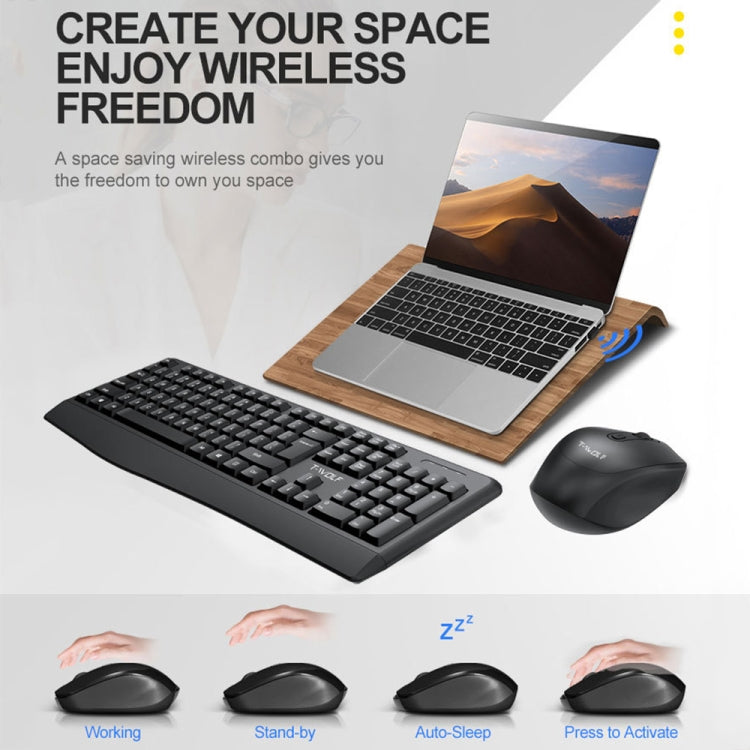 T-WOLF TF-100 2.4G Bluetooth Laptop Office Wireless Keyboard and Mouse Set(Set)