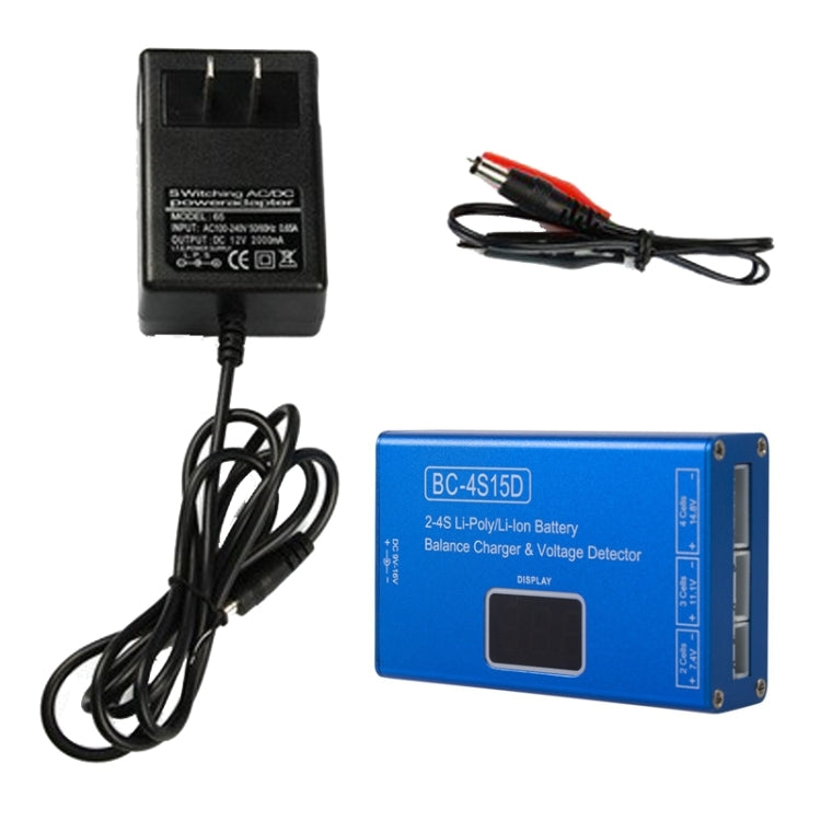 Li-Ion Battery LED Digital Display Balance Charging Case With Power Supply, US Plug(Blue)