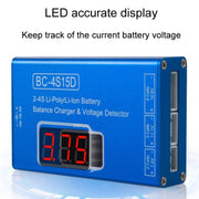 Li-Ion Battery LED Digital Display Balance Charging Case With Power Supply, US Plug(Blue)