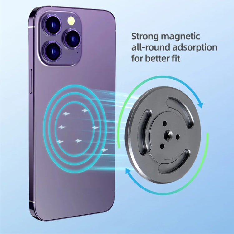 Magnetic Phone Holder with 1/4 Inch Hole for Tripod Magic Arm(Titanium Color)