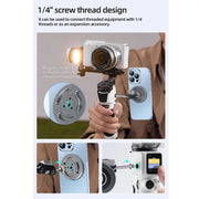 Magnetic Phone Holder with 1/4 Inch Hole for Tripod Magic Arm(Titanium Color)