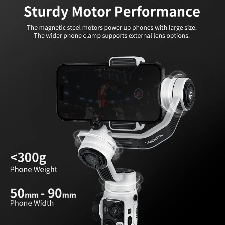 ZHIYUN Smooth 5S 3-Axis Smartphone Handheld Gimbals Stabilizer, Spec: Standard White