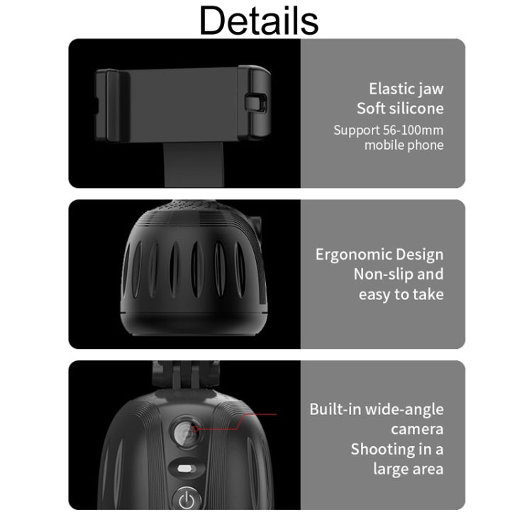 360 Degree Intelligent Follow Live Video Recording Desktop Stabilizer(Black)