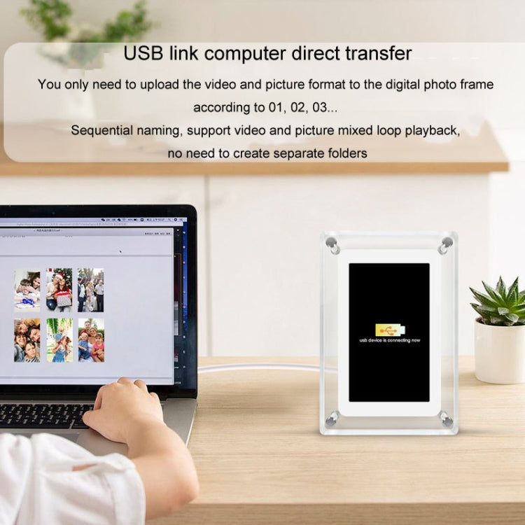 5 Inch HD Digital Photo Frame Crystal Advertising Player 1080P Motion Video Picture Display Player(US Plug)