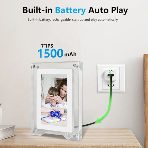 7 Inch Acrylic HD Digital Photo Frame Desktop Smart Motion Video Player Ornament(UK Plug)