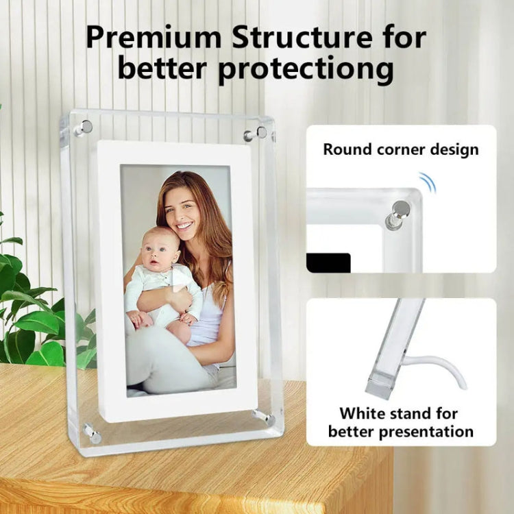 7 Inch Acrylic HD Digital Photo Frame Desktop Smart Motion Video Player Ornament(UK Plug)