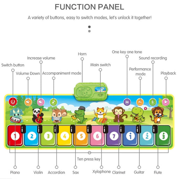 110x36cm Children Piano Mat Footsteps Music Dancing Blanket Parent-Child Multifunctional Game Blanket