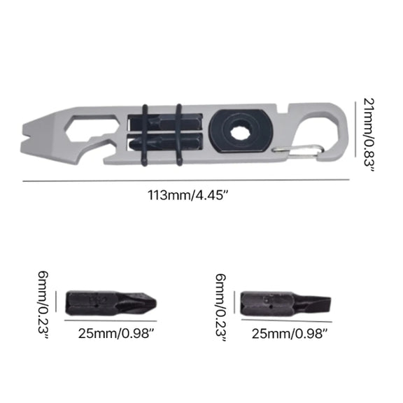 Multifunctional Outdoor Survival and Self-defense Ratchet Crowbar Tool EDC Bottle Opener(Silver)