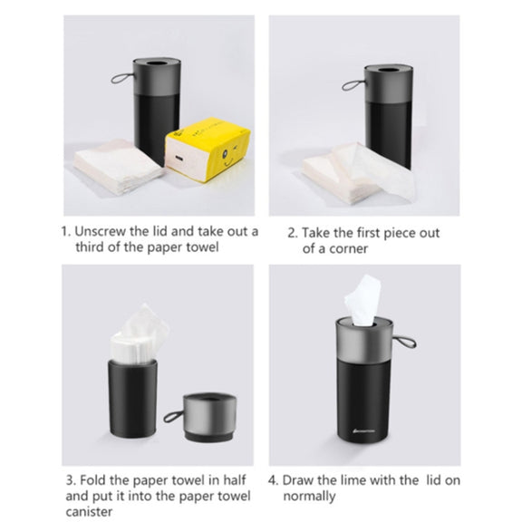 BEN.JACK Cylindrical Car Water Cup Holder Tissue Box(Black Gray)