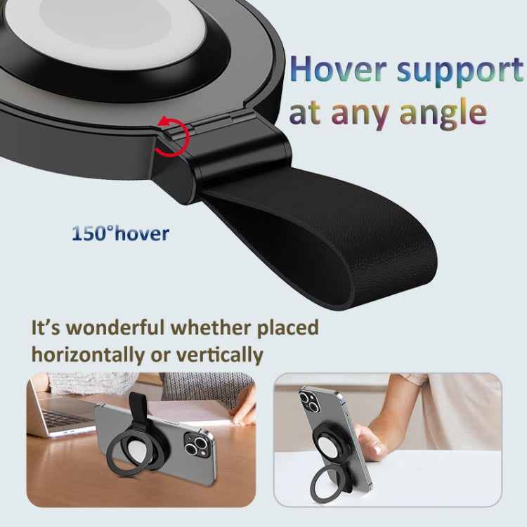 3 In 1 Magnetic Wireless Charger Mobile Phone Ring Holder(Black)