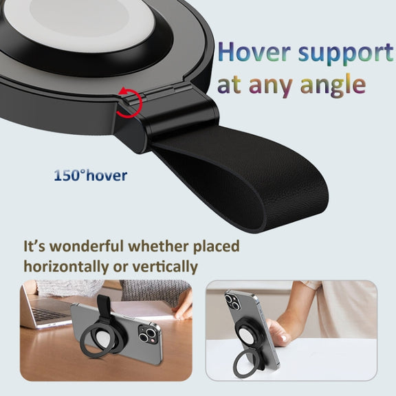 3 In 1 Magnetic Wireless Charger Mobile Phone Ring Holder(Black)