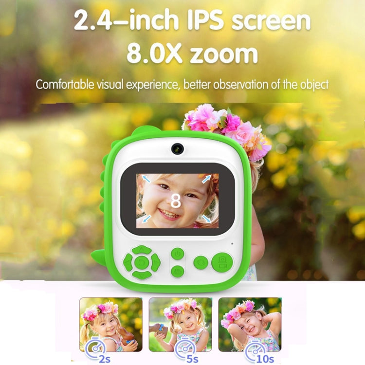 2.4 Inch 1080P HD Instant Printing Camera Children Thermal Printer With 32G TF Card(Green)